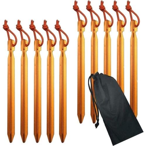 10pcs Camping Tent Ground Spike Heavy Duty Pegs Stakes Ultralight Nails Aluminum Alloy Ground Grasping Nail 18CM