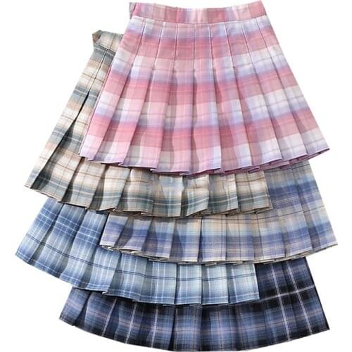 2021 High-waisted Women Skirts Spring Summer Harajuku Female Pleated Skirts Cute Sweet Ladies Girls Dance Mini Skirt Pink Skirt