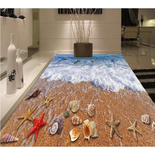 3D surf beach 3D wall mural flooring Custom Photo self-adhesive 3D floor Custom photo floor wallpaper 3d