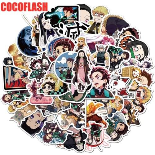 10/50pcs japan Anime Demon Slayer Kimetsu No Yaiba Sticker Cosplay Props PVC Waterproof DIY Guitar Laptop Stickers Decals