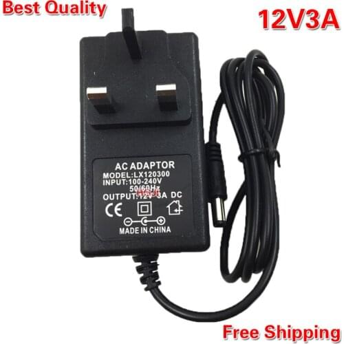 DC12V3A Power Adapter for Led Strip DC12V36W Voltage Transfomer with UK Plug Power Supply Led Driver 1PCS Free Shipping