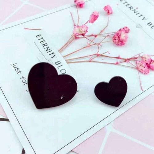 Big Small Asymmetric Heart Stud Earrings For Girls Fashion Acrylic Earrings Red Black White