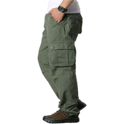Mens Cargo Pants Casual Multi Pockets Military Tactical Pants Men Outerwear Army Straight Slacks Long Trousers Men Clothes 44