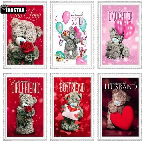 DIY Diamond Painting Cartoon bear Diamond Embroidery Animal Bear Cross stitch Home Decoration picture Valentines Day