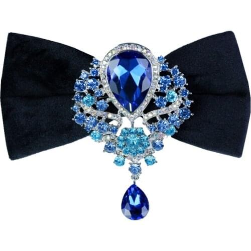 Personalized Original Wedding Bowtie Luxury Rhinestone Velvet Collar Flower British Business Banquet Party Mens Groom Jewelry