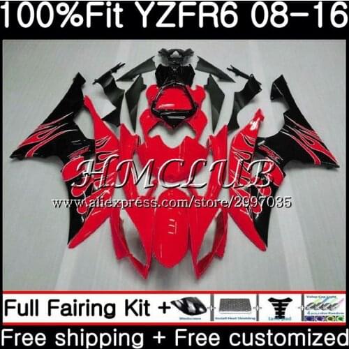 Injection For YAMAHA YZF600 YZF-R6 2008 2013 2014 2015 2016 Black flames 17HC17 YZF 600 YZF R6 R 6 YZFR6 08 13 14 15 16 Fairing