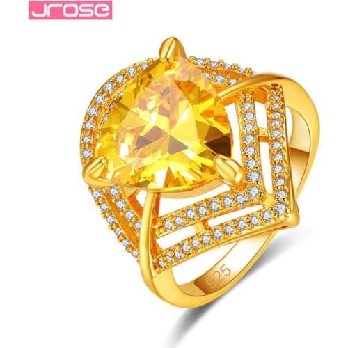 JROSE New Fashion Gold Color Rings For Women Exquisite Zircon Creative Angel Eyes Ring Wedding Jewelry Female Engagement Gifts