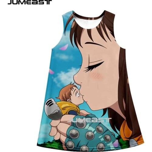 Jumeast Brand Women 3D Printed Dresses Anime The Seven Deadly Sins Summer Fashion Sleeveless Dress Suspender Nightdress