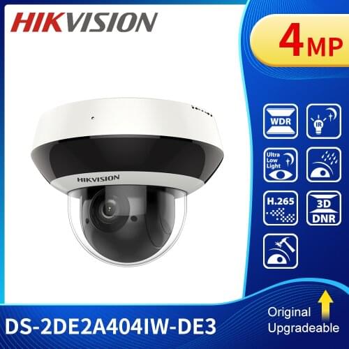 Hik PTZ IP Camera H.265 DS-2DE2A404IW-DE3 4MP 4X Zoom video Surveillance POE Dome CCTV Camera mic Powered by DarkFighter