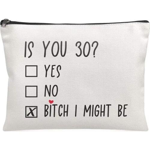 Colleague Coworker friend mom aunt sister wife 1991 30th 30 years old thirty Birthday for her Funny Gift present Cosmetic bag