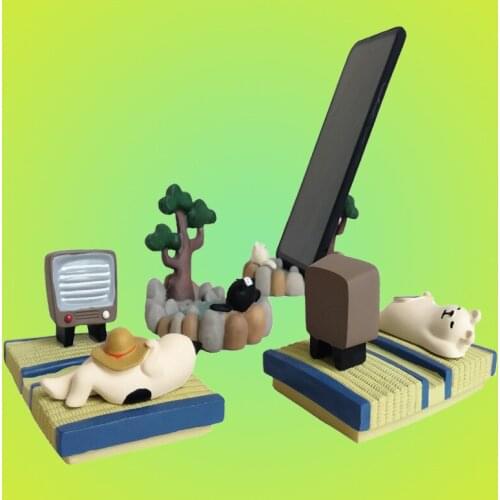 Creative Resin Crafts Tatami Pink Pig Cell Phone Holder Decoration Ornaments Cartoon Small Animal Home Decoration Accessories