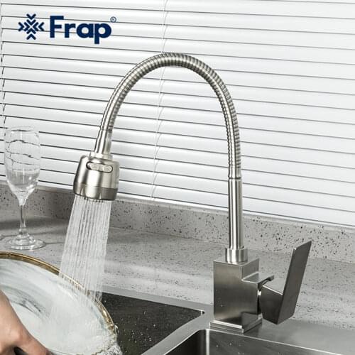 Frap Kitchen Faucet Hot & Cold Taps 360 Degree Rotation Water Tap Kitchen Faucet Stainless Steel Kitchen Tap F48993