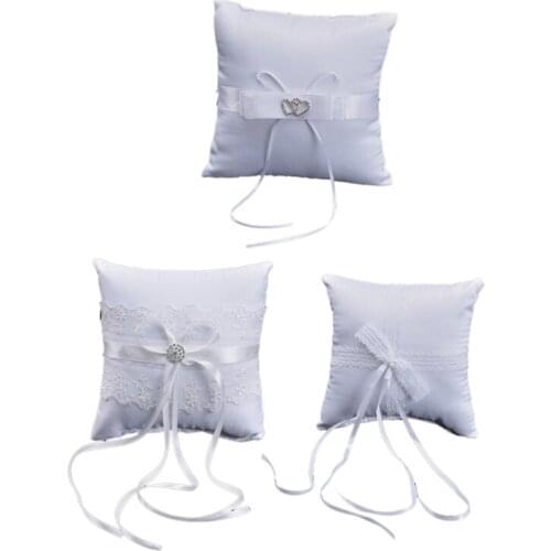 Square Ring Pillow Lace Bow Cushion Bearer For Beach Wedding Western Style Weddings Party Bracelet Supplies Decoration