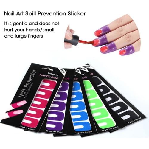10Pcs/sheet Nail Polish Varnish Protector Stickers Holder Tool Creative U-shape Spill-proof Durable Manicure Tool Finger Cover
