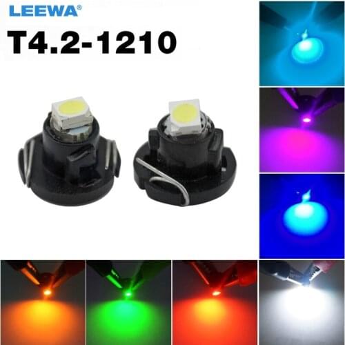 LEEWA 5PCS DC12V T4.2 1SMD 1210/3528 Car LED Dashboard Meter Panel LED Light Bulb White/Red/Blue/Yellow/Pink/Ice blue #CA4503