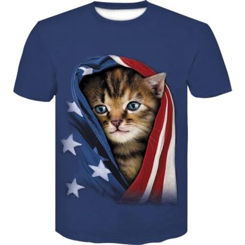 Summer 2020 womens short-sleeved printed o collar T shirt new men and womens animal blanket cat T shirt