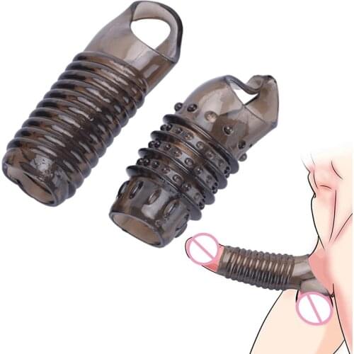 Reusable Silicone Penis Sleeve Enlargement Delayed Ejaculation No Vibrators Sex Adult Toys For Men Sex Products Masturbators