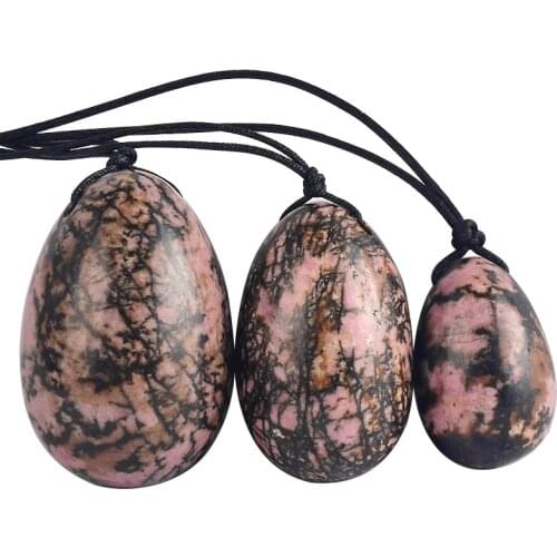 Natural Black Rose Quartz Yoni Egg for Ladies Kegel Exercise Pelvic Muscle Vaginal Tightening Massage Stone Drilled Benwa Ball