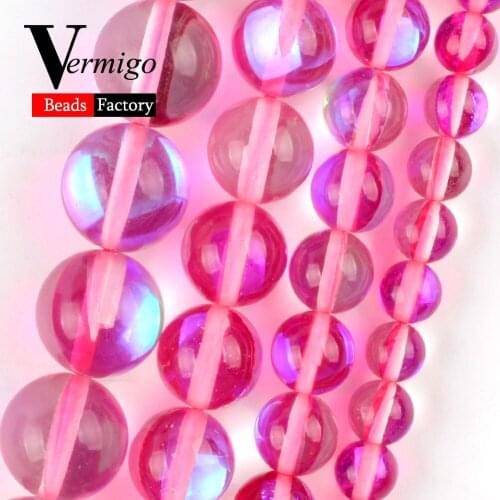 Natural Fuchsia Austrian Crystal Stone Round for Jewelry Making 6-12mm Loose Beads Diy Bracelet Necklace Accessories Wholesale