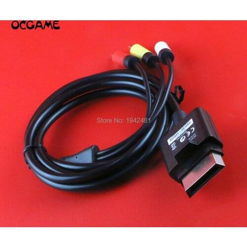 OCGAME 10pcs/lot Black 1.8M/6FT Video Audio Cable Cord AV Composite Cable Component VGA For Xbox 360 For Xbox 360 Slim AV Cable