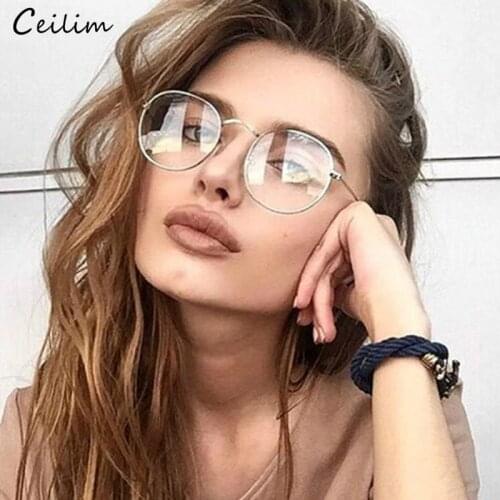 Clear Lens Round Glasses Women 2020 New Vintage Metal Spectacle Frames Fake Glasses Optical Eyeglasses Frame Transparent Oculos