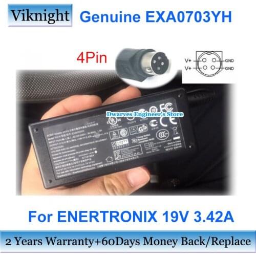 Genuine EXA0703YH AC Adapter Charger 19V 3.42A 65W Laptop Power Supply For ENERTRONIX Round with 4 Pin