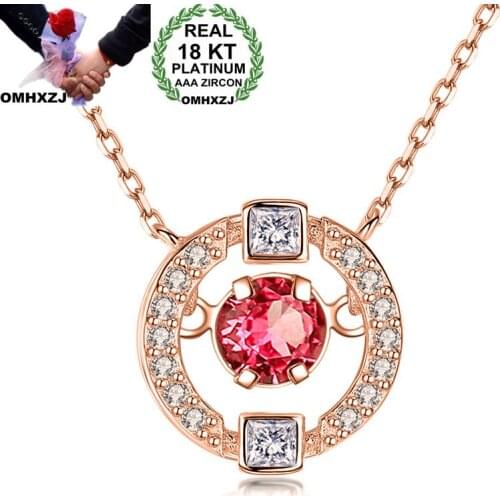 OMHXZJ Wholesale European Fashion Woman Girl Party Wedding Gift Round Zircon 18KT White Gold Rose Gold Pendant Necklace NA110