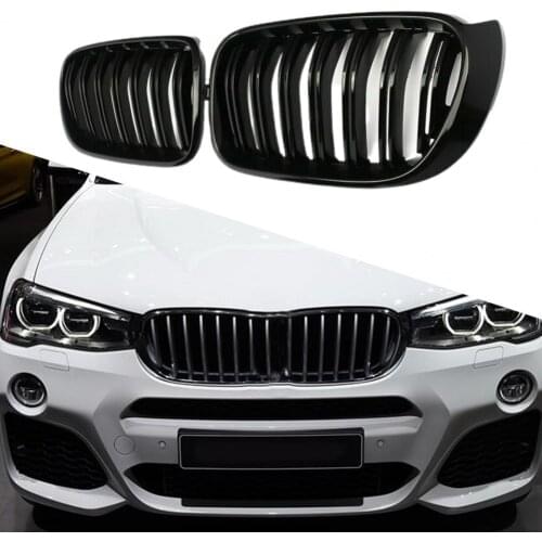 1Pair Glossy Black Front Kidney Grilles 51117338571 51117338572 51137367422 for BMW X3 X4 Series F25 F26 14-16 Car Accessories