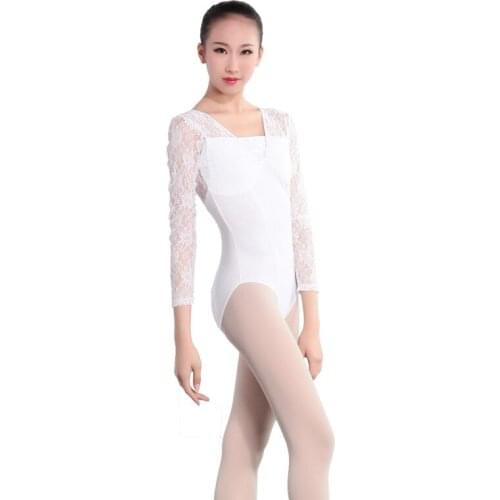 Classy adult ballet tutu dance new performance new long sleeved lace gymnastics leotard cotton Lycra sling Jumpsuit