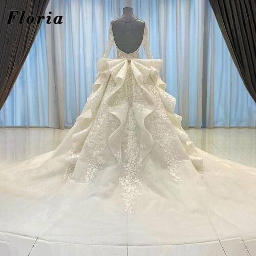Saudi Arabia Bridal Gowns Luxury Middle East Wedding Dresses 2020 Vestido De Novia With Long Train Dubai Moroccan Bride Dress