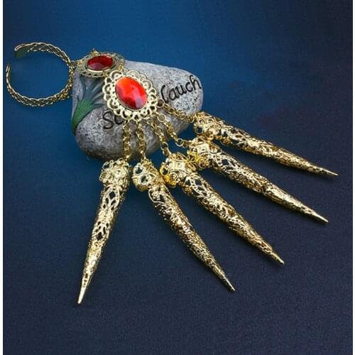 USHINE P52 Extension Jewelry Indian Belly Dance Lengthened Nail Hand Bracelet Nail Cover Accessories Belly Dance Nails Women
