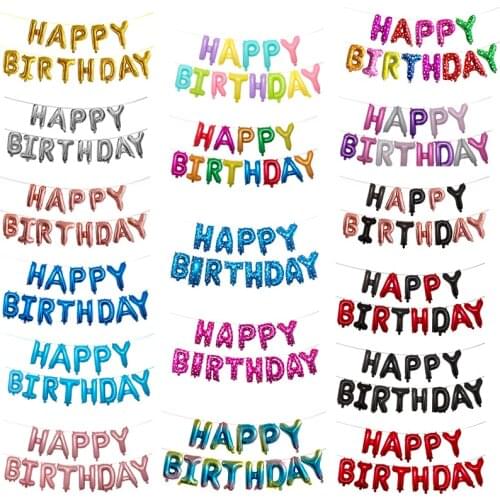 13Pcs Happy Birthday Balloons Foil Letter Balloon Birthday Party Decorations Kids Adult Birthday Balloons Alphabet Balloons set