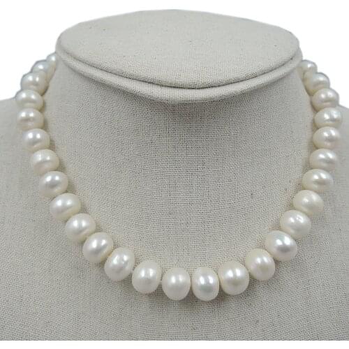 100% NATURE FRESHWATER NEAR-ROUND PEARL NECKLACE-AAA+ 12-13 mm pearl good quality