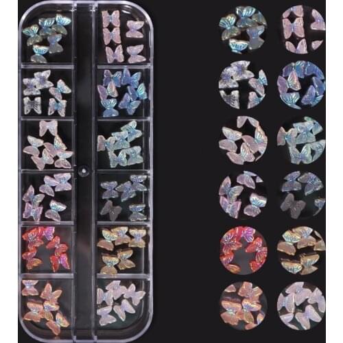 12Grid 7-Style Box Nails Accessories Aurora Bear/Butterfly/Polymer Clay For UV Gel NAIL Supplies Manicure Design Decorations @G4