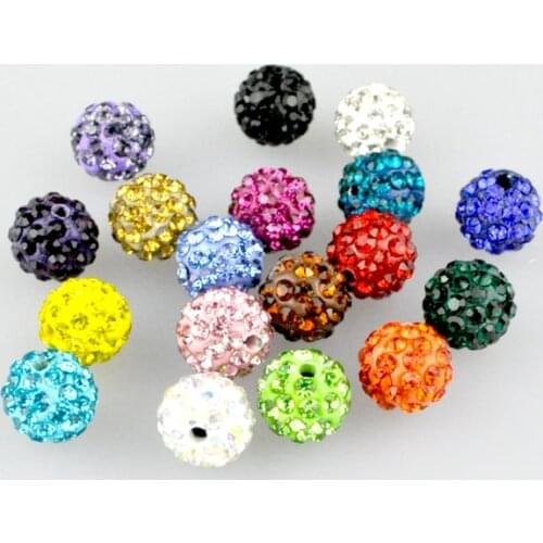 20Pcs/Lot 10MM Round Clay Beads Disco Crystal Pave Ball Beads Jewelry Earrings Bracelet DIY Beads 17 Colors For Choose