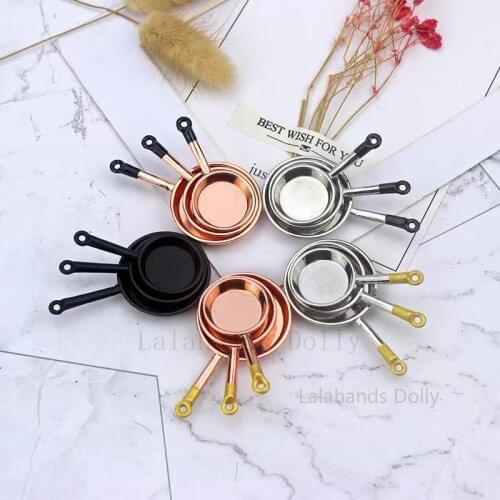 3pcs/set Dollhouse Mini Saucepan Play House Scene Model for Doll House Kitchen Restaurant Furniture Decorative Toys