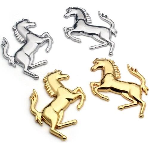 3D Metal Car Stickers Home Stickers Silver Gold Metal Stainless for Horse Style Horse Badge Emblem FlyHorse car stickers
