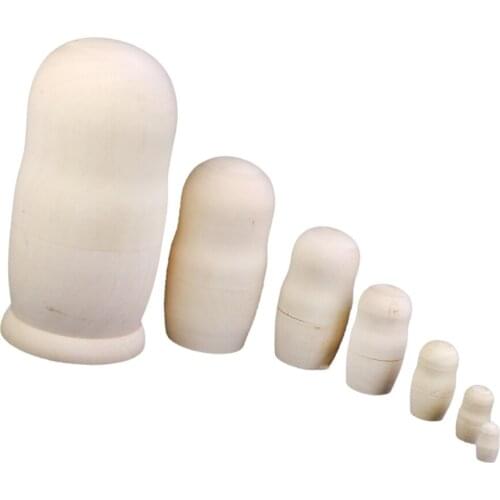 7pc UNPAINTED BLANK MAKE YOUR OWN RUSSIAN NESTING/ MATRYOSHKA DOLLS DIY 21cm