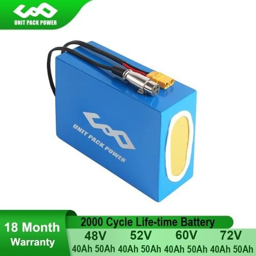 48V 52V 60V 72V 50Ah 40Ah eScooter Battery for 3000W 2000W 1000W Motorcycle/Trike/Go-Kart/Waterproof PVC Lithium Battery Pack