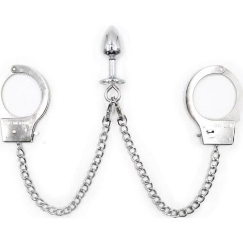Metal Tail Anal Plug Handcuffs Butt Plug Slave Women Handcuffs Fetish Bondage Restraints BDSM Sex Toys for Men Gay Adult Product