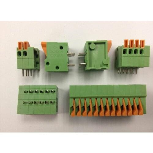 KF141R 2/3/4/5/6/7/8/9/10/12 Pin 2.54mm Pitch 150V 1A Pcb Spring Screless Terminal Block Right Angle Green PCB Mounted