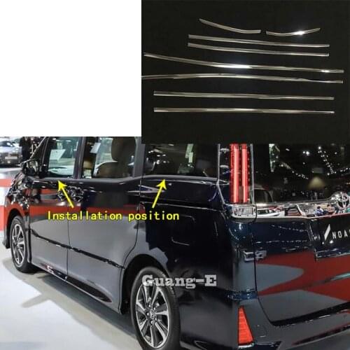 For Toyota Noah Voxy 80 Series 2014 2015 2016 2017 2018 Car Sticker Garnish Pillar Window Middle Strip Trim Frame Lamp Hood