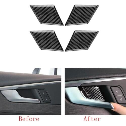 Car accessories 4pcs 100% Carbon Fiber Inner Door Open Handle Cover Panel Trim For Audi A5 2018 & A4 B9 2017-2018