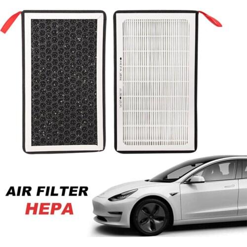 2PCS Car Air Filter HEPA Cleaner Filter Durable Advanced HEPA Air Filter Black Easy To Install & Replace Tools For Tesla Model 3
