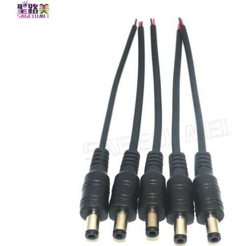 Free shipping 10Pcs/lot Female/Male Plug DC 5.5x2.1 Cable Connector Wire Plug for Camera CCTV 3528 5050 LED Strip Light Tape