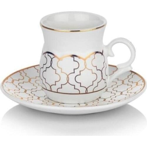 Elegant Porcelain Coffee Cup Set of 12 Luxury Cup and Saucers Plate Set High Quality Turkish Coffee Espresso Tea Cup with Saucer