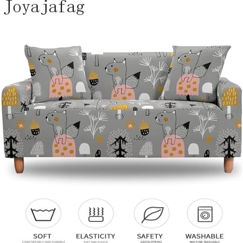 Cartoon Squirrel Sofa Cover For Living Room 1/2/3/4 Seater Stretch Couch Covers Washable Dust-proof Elastic All-cover Slipcover