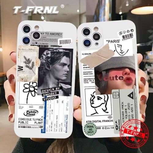 For iPhone 12, Mini, 11 Pro, XS Max X XR 6 6s 7 8 Plus White Soft TPU Retro Phone Case with Barcode Label for iPhone 12Pro 11Pro