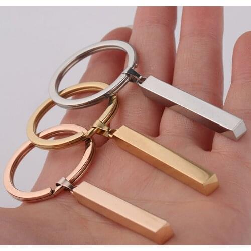 Doreen Box Simple Styel Fashion Keychain Stainless Steel Keychain & Keyring Rectangle Blank Stamping Tags 74mm x 30mm, 1 Piece