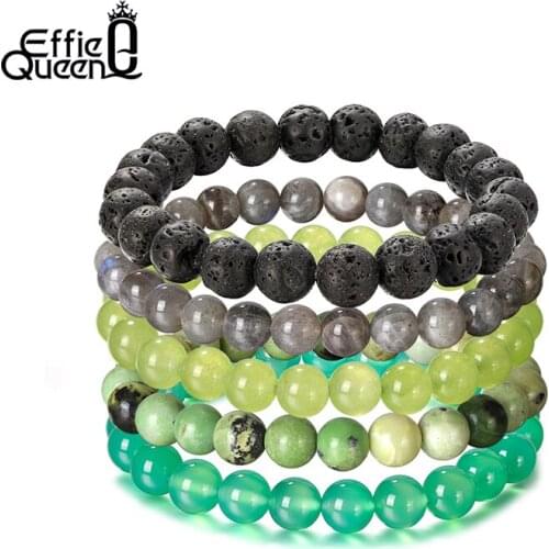 Effie Queen 8mm Labradorite Peridot Chrysoprase Beads Bracelet for Women Men Healing Stone Bracelet Stackable 5pcs/set GMB52